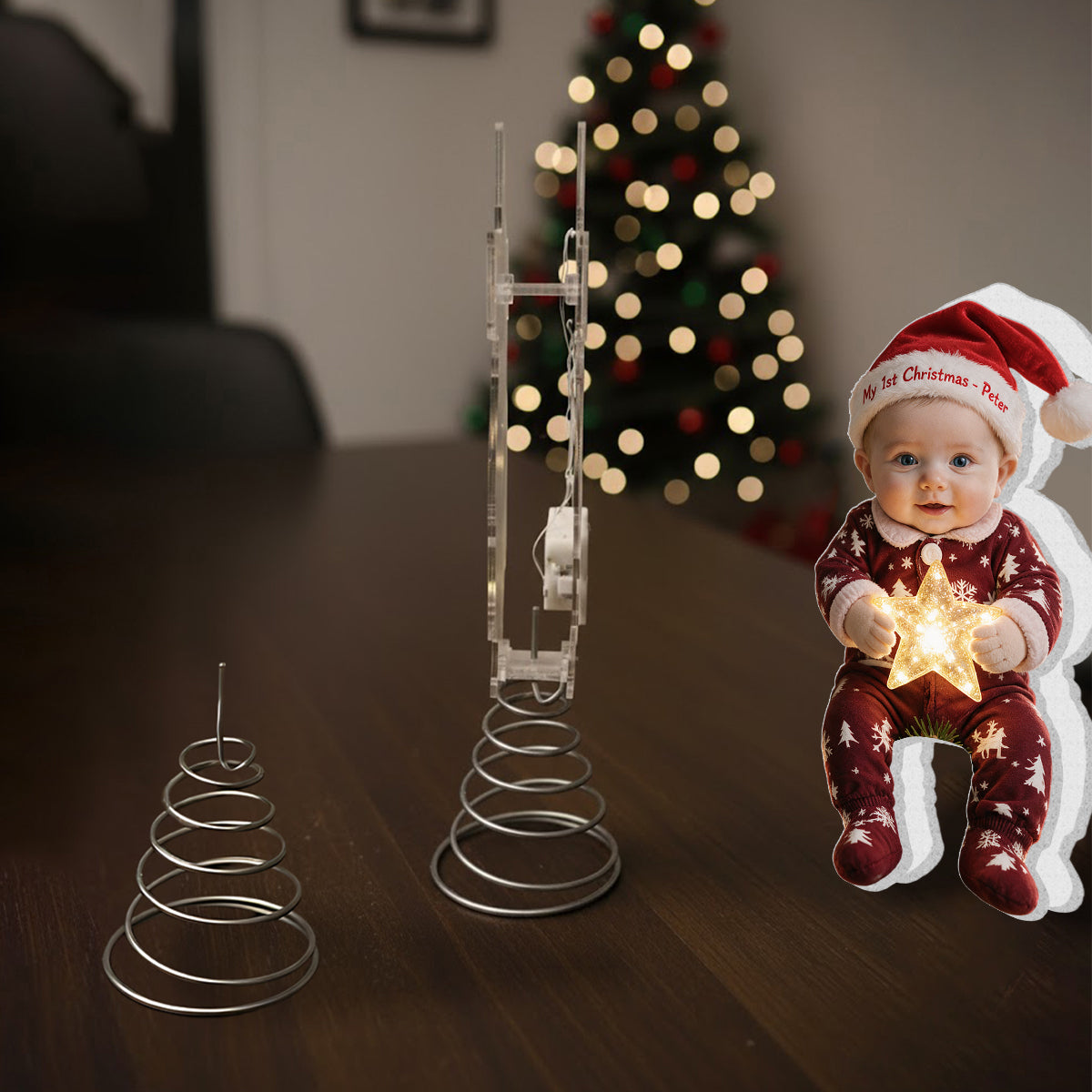 Merry Christmas - Personalized Kid LED Light Tree Topper