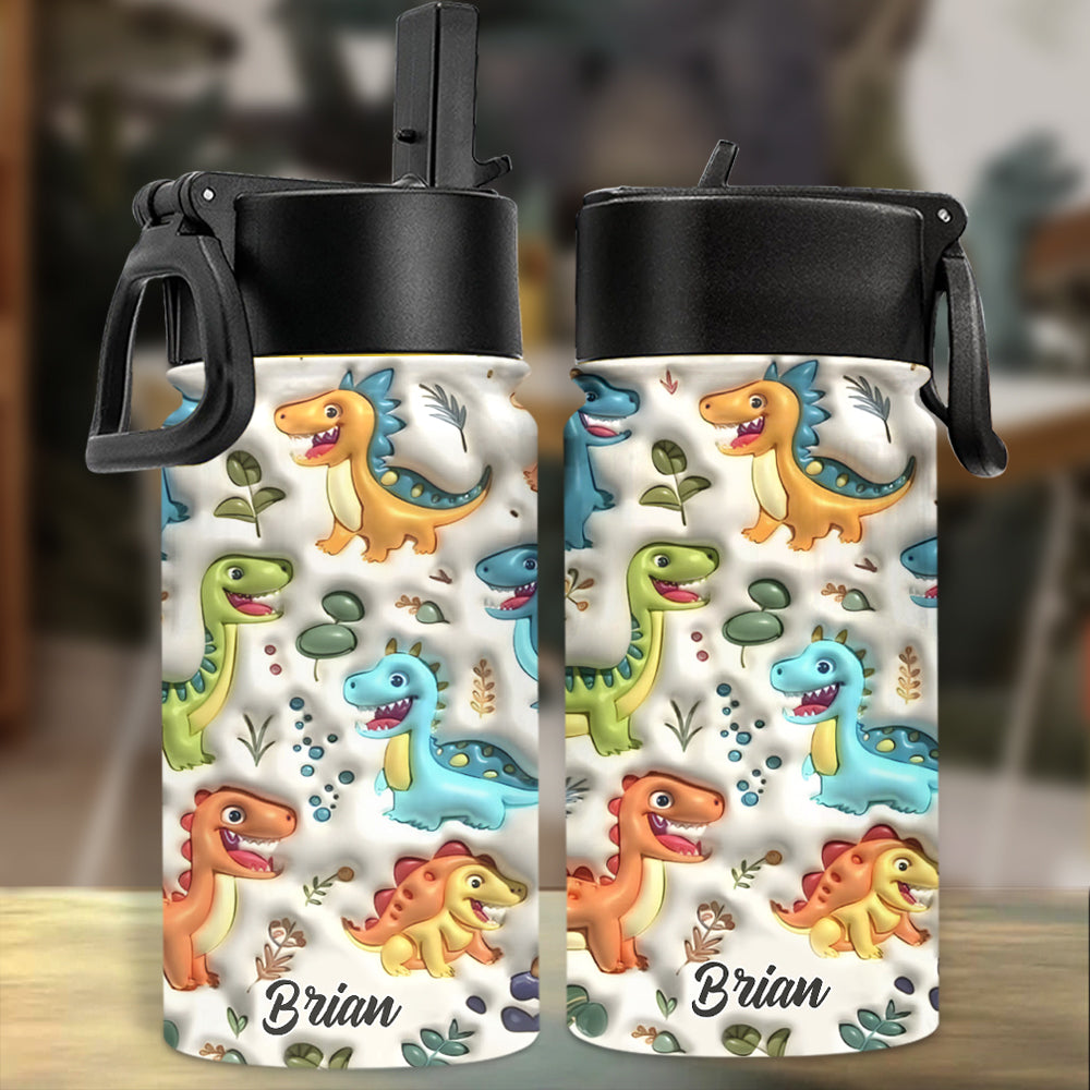 Cute Dinosaurus Custom Name - Personalized Kid Kids Water Bottle