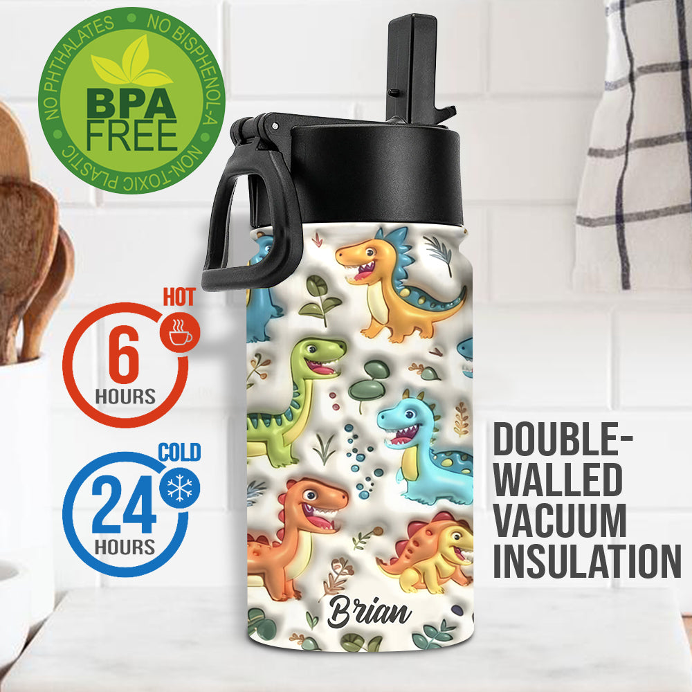 Cute Dinosaurus Custom Name - Personalized Kid Kids Water Bottle