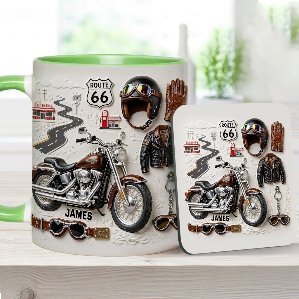 Motorcycle - Personalized Biker Accent Mug & Coaster