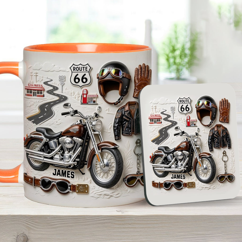 Motorcycle - Personalized Biker Accent Mug & Coaster
