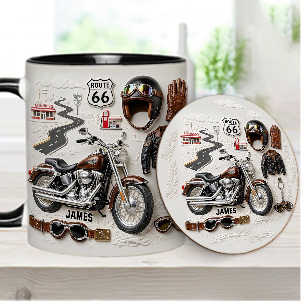 Motorcycle - Personalized Biker Accent Mug & Coaster