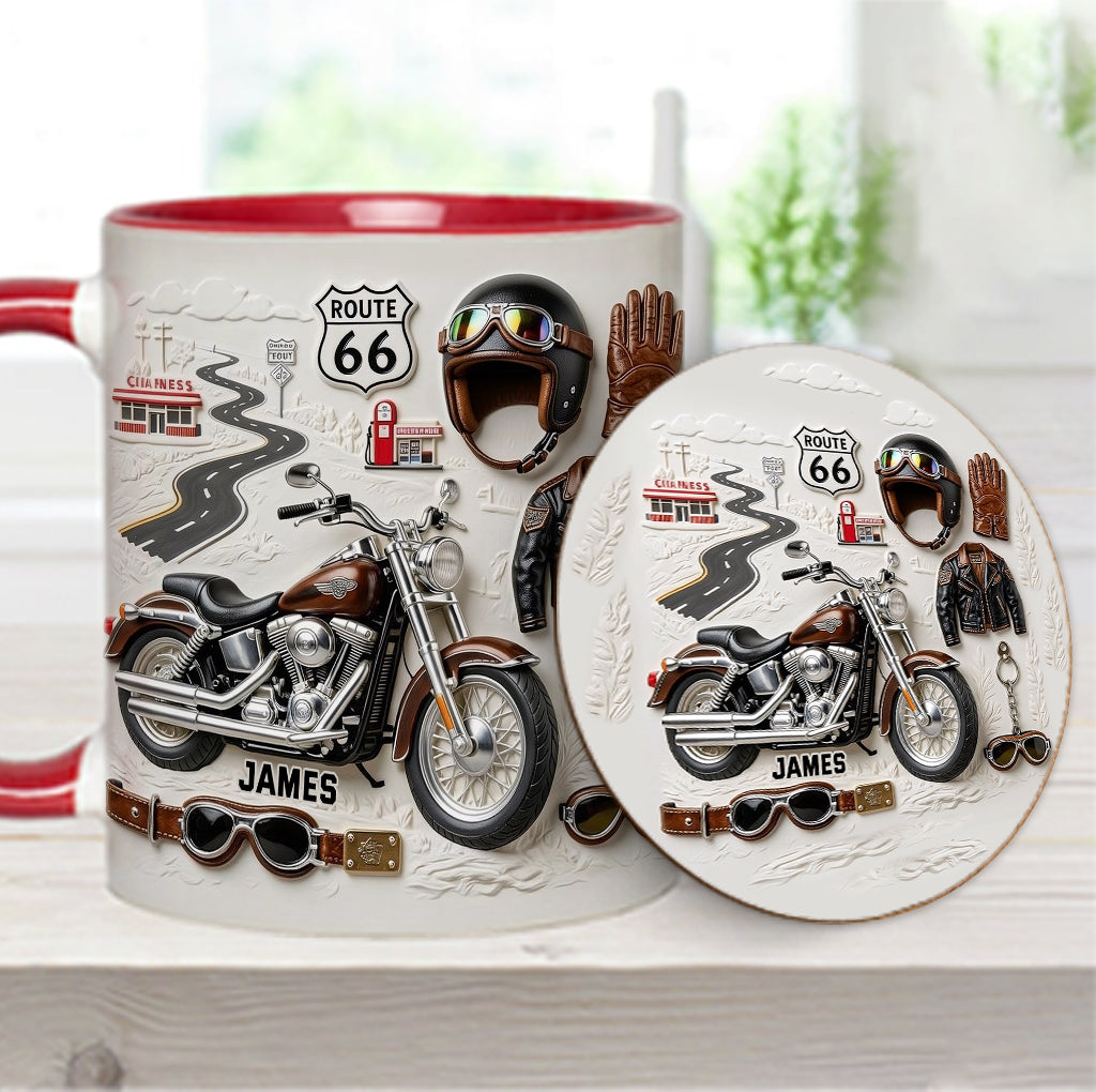 Motorcycle - Personalized Biker Accent Mug & Coaster