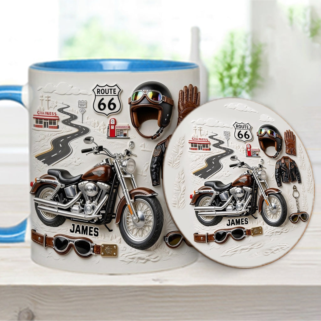 Motorcycle - Personalized Biker Accent Mug & Coaster