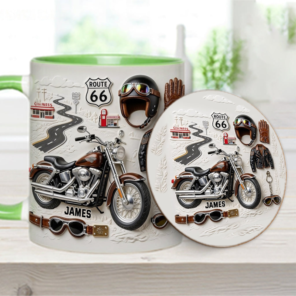 Motorcycle - Personalized Biker Accent Mug & Coaster