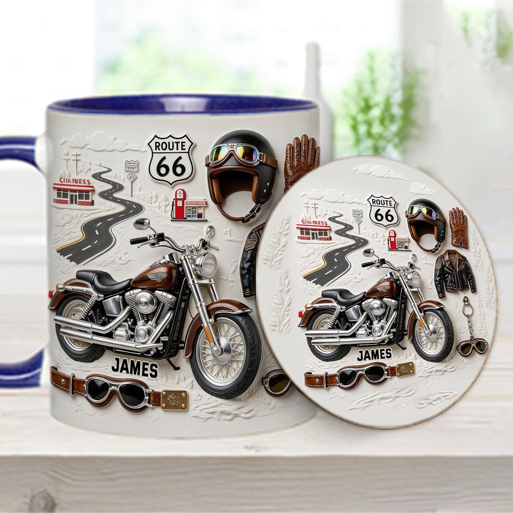 Motorcycle - Personalized Biker Accent Mug & Coaster