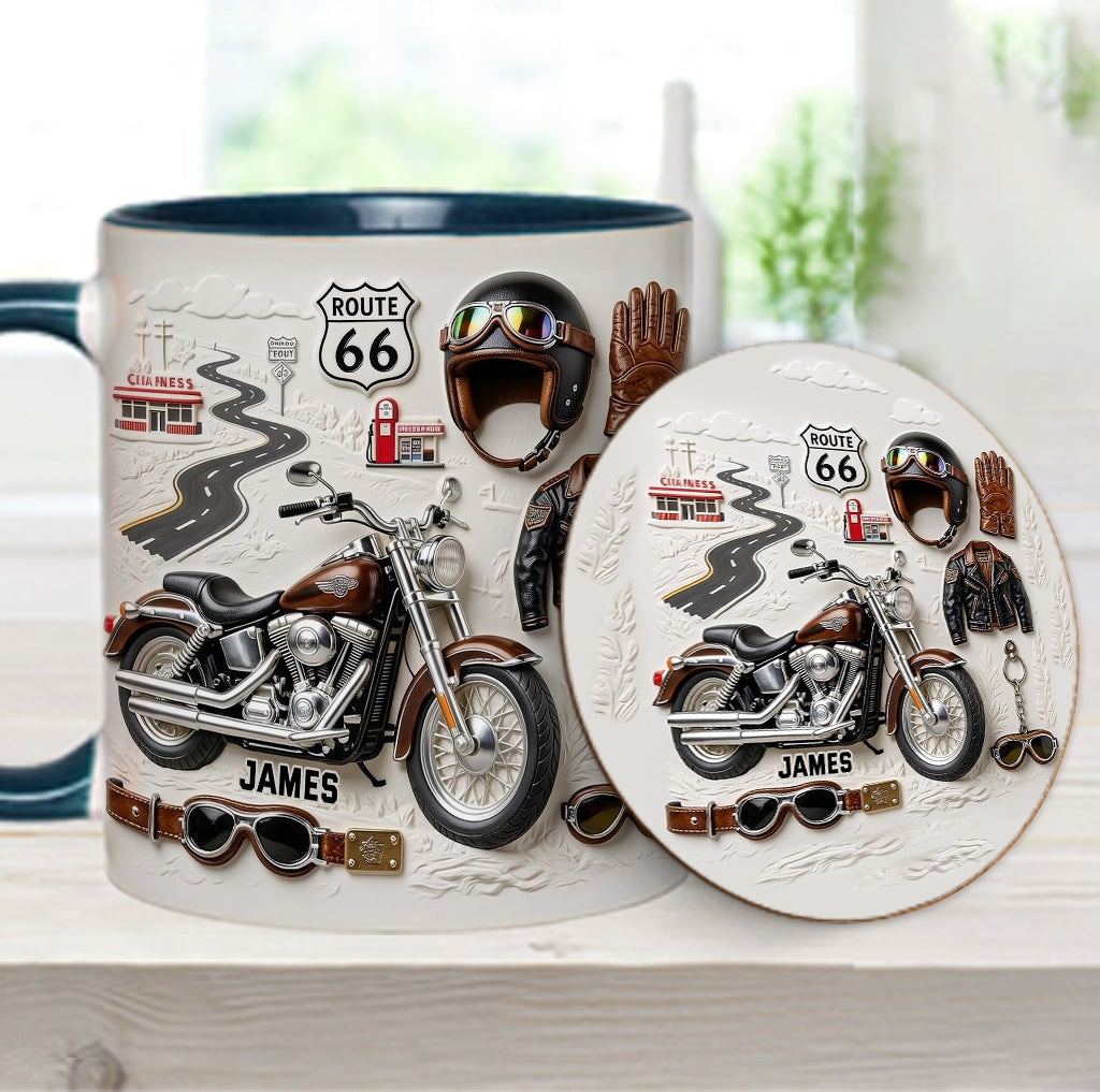Motorcycle - Personalized Biker Accent Mug & Coaster