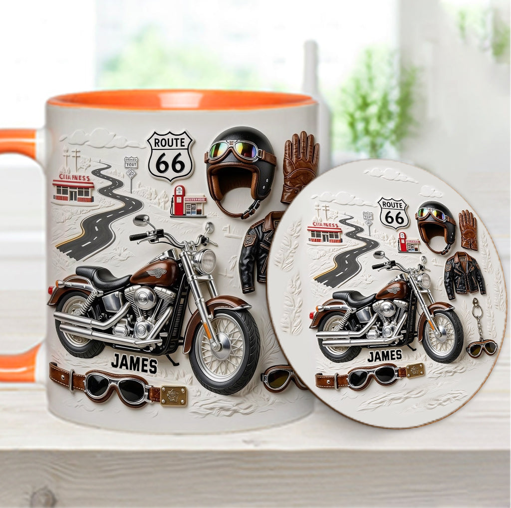 Motorcycle - Personalized Biker Accent Mug & Coaster