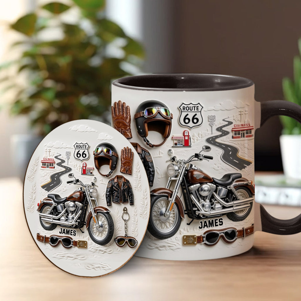 Motorcycle - Personalized Biker Accent Mug & Coaster