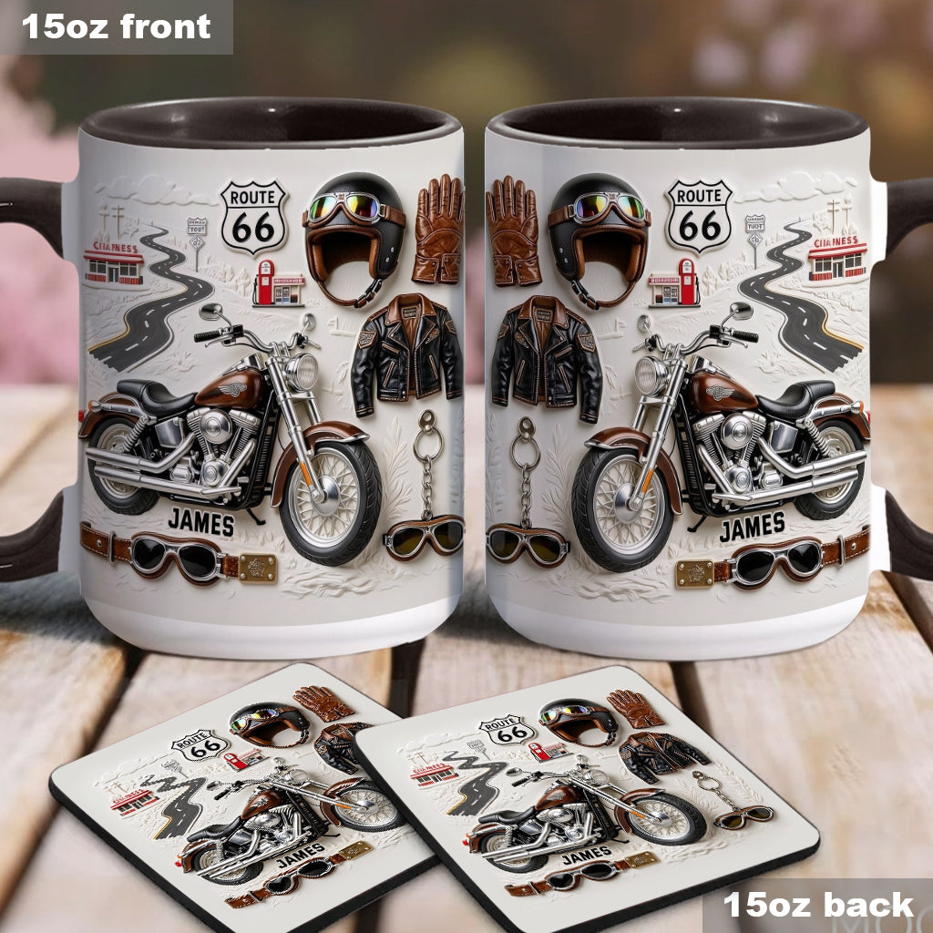 Motorcycle - Personalized Biker Accent Mug & Coaster