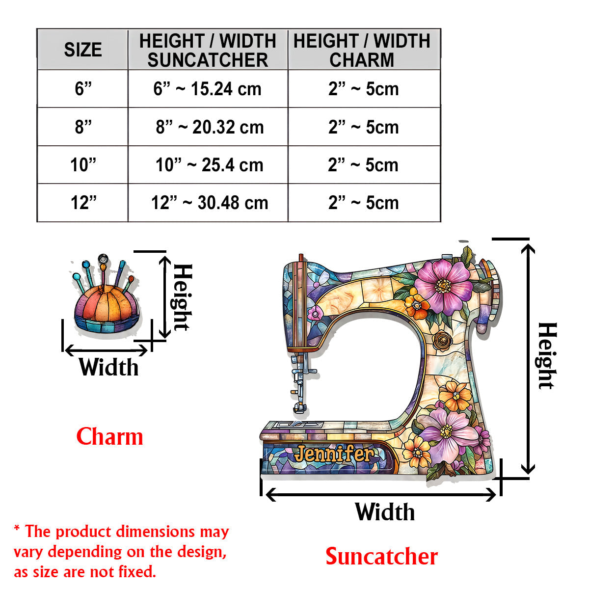 Beautiful Sewing Machine - Personalized Sewing Window Hanging Suncatcher With Charms