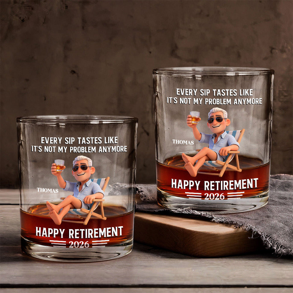 Happy Retirement Gift - Personalized Retired Whiskey Glass