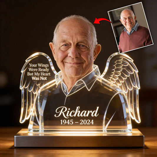 Your WIngs Were Ready - Personalized Memorial Acrylic LED Night Light