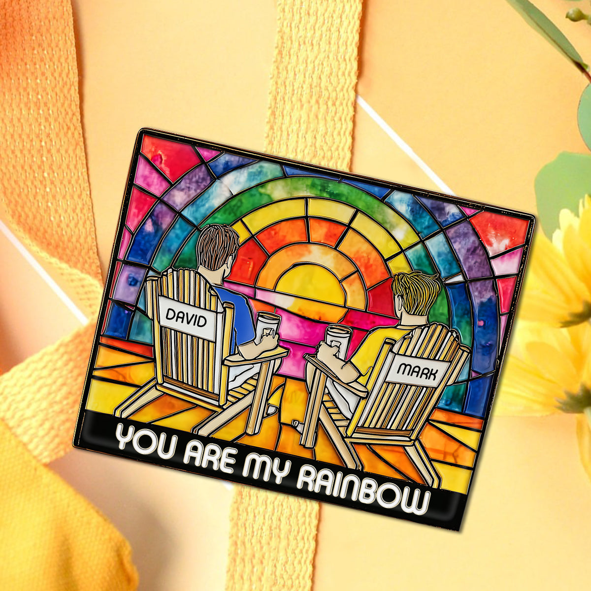 Rainbow Couple Love - Personalized LGBT Support Pin