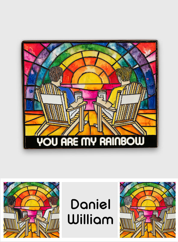 Rainbow Couple Love - Personalized LGBT Support Pin