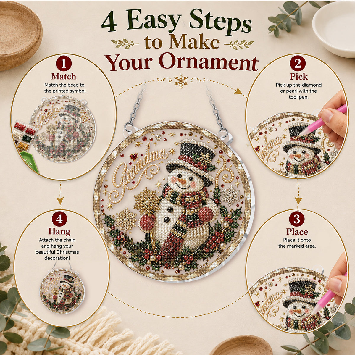 Grandma's Love - Personalized Grandma Diamond Painting Ornament Kit