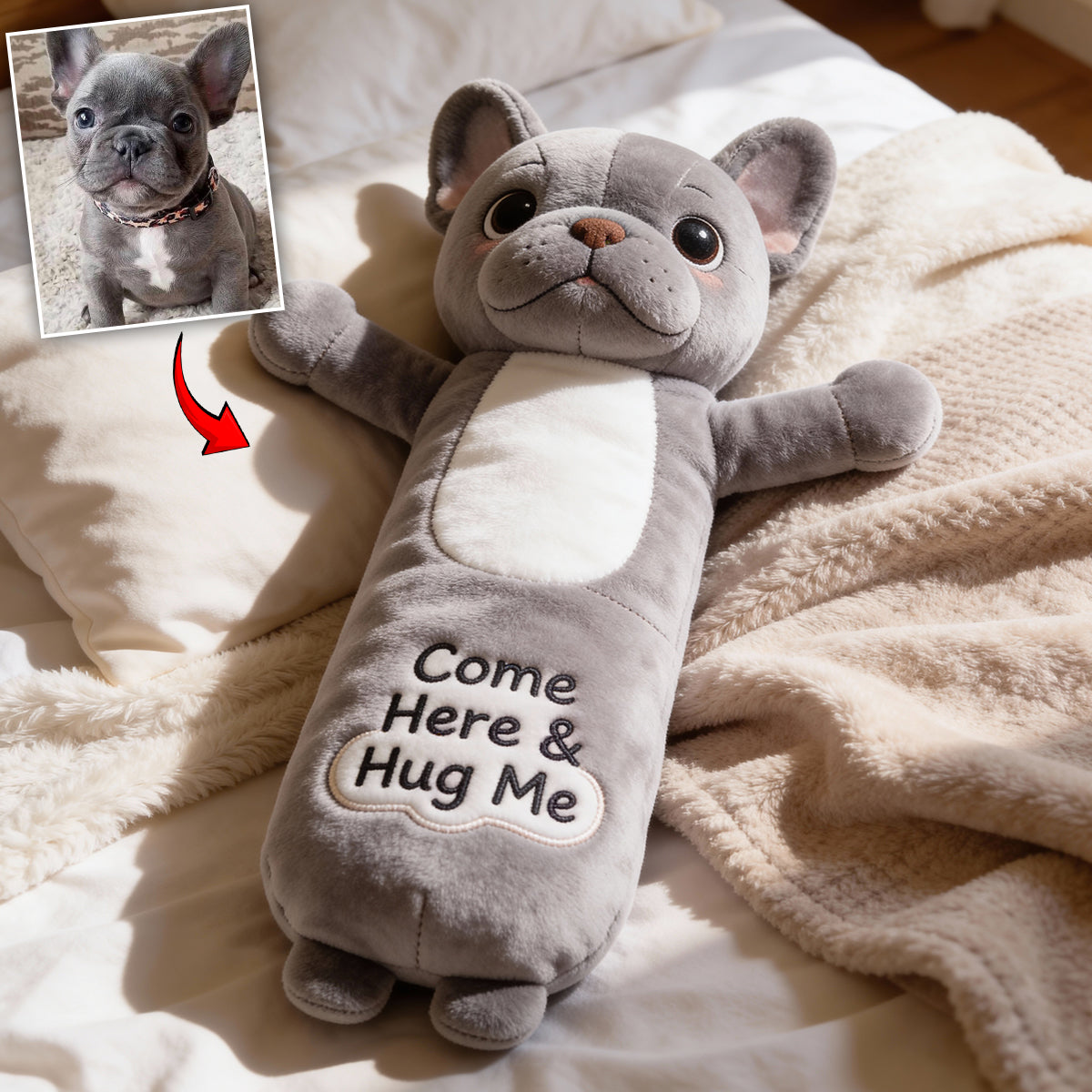 Pet Pillow Cuddle, Comfort Pillow - Personalized Dog Faux Fur Shaped Pillow