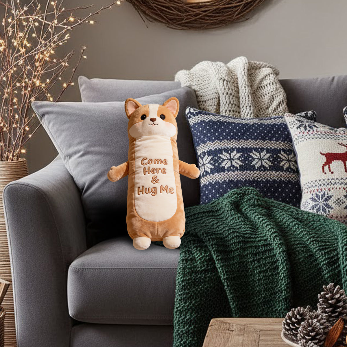 Pet Pillow Cuddle, Comfort Pillow - Personalized Dog Faux Fur Shaped Pillow