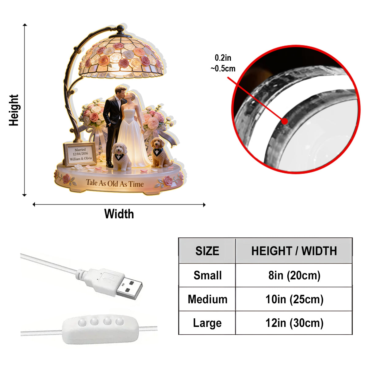 Romantic Anniversary - Personalized Wedding Anniversary Acrylic LED Night Light