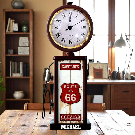Historic Route 66 Gasoline - Personalized Muscle Car Acrylic Clock Plaque