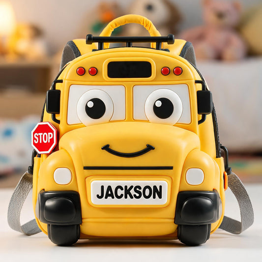 Cute Vehicle - Personalized Kid Changeable Leather Patch Backpack