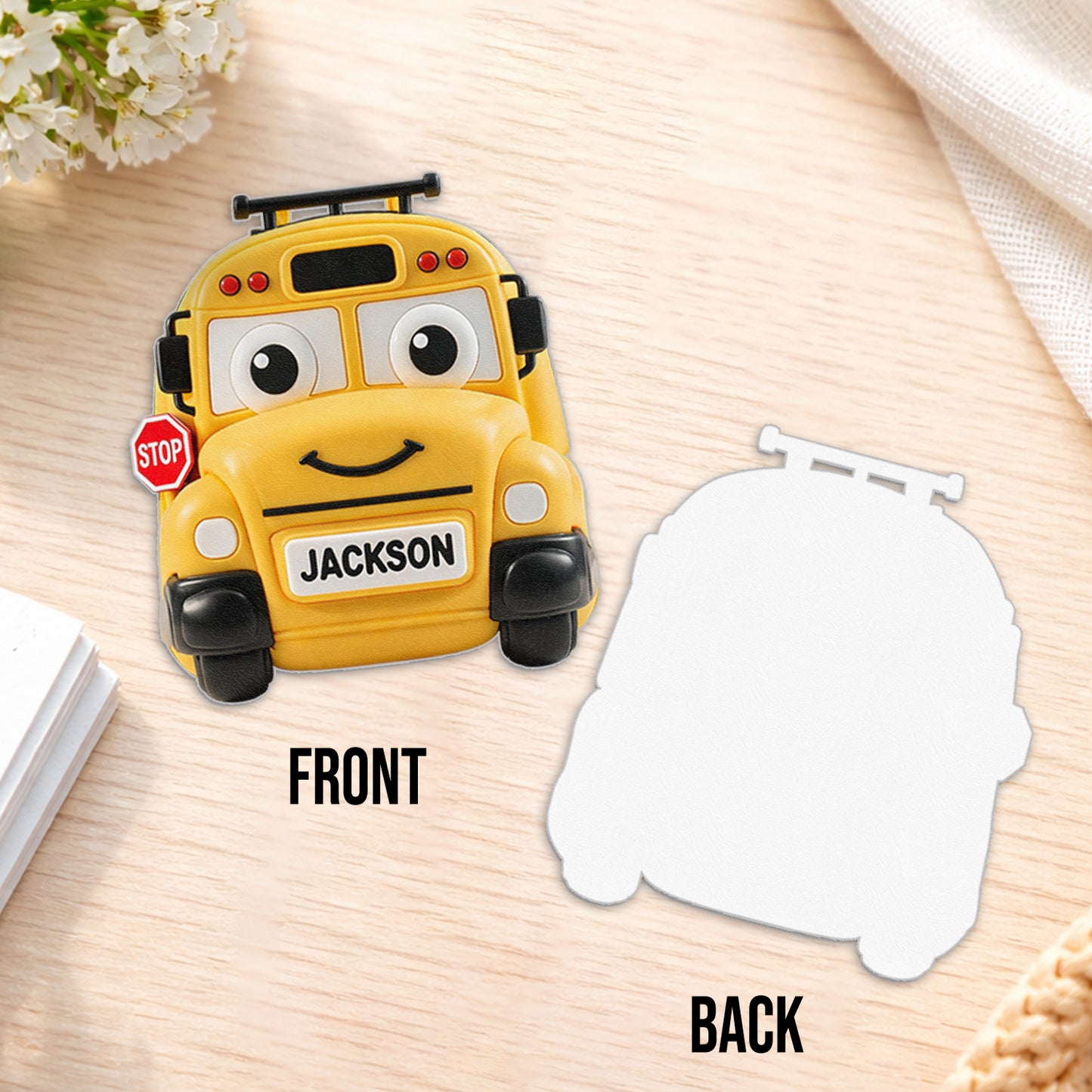 Cute Vehicle - Personalized Kid Changeable Leather Patch Backpack