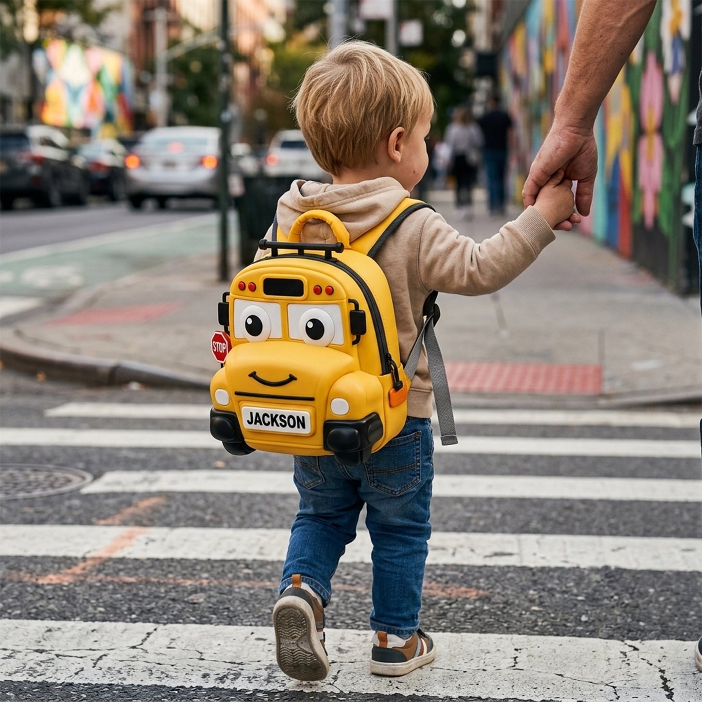 Cute Vehicle - Personalized Kid Changeable Leather Patch Backpack