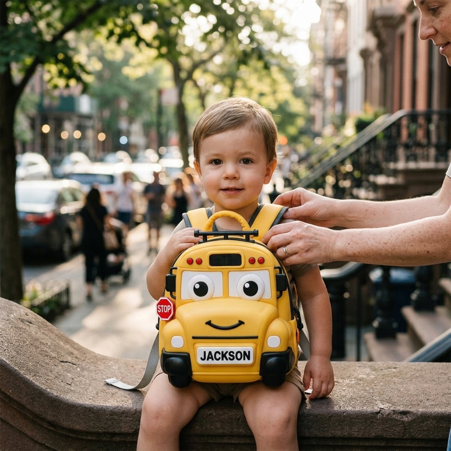 Cute Vehicle - Personalized Kid Changeable Leather Patch Backpack