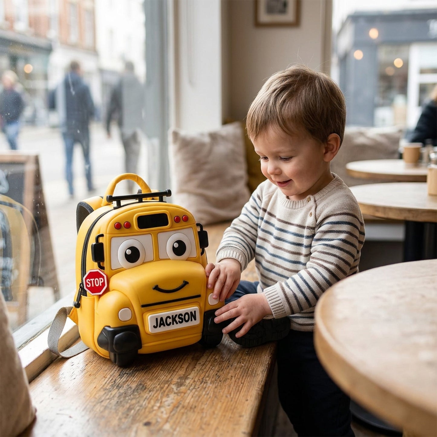 Cute Vehicle - Personalized Kid Changeable Leather Patch Backpack