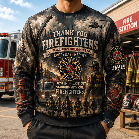 Firefighters Stand with Canada - Personalized Firefighter All Over Shirt