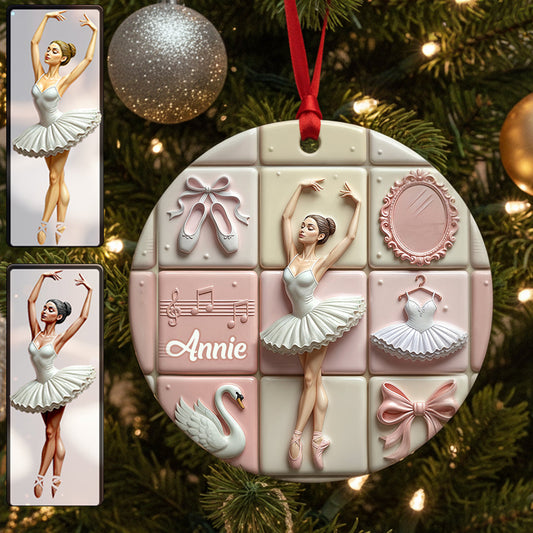 Love Ballet - Personalized Ballet Ceramic Circle Ornament