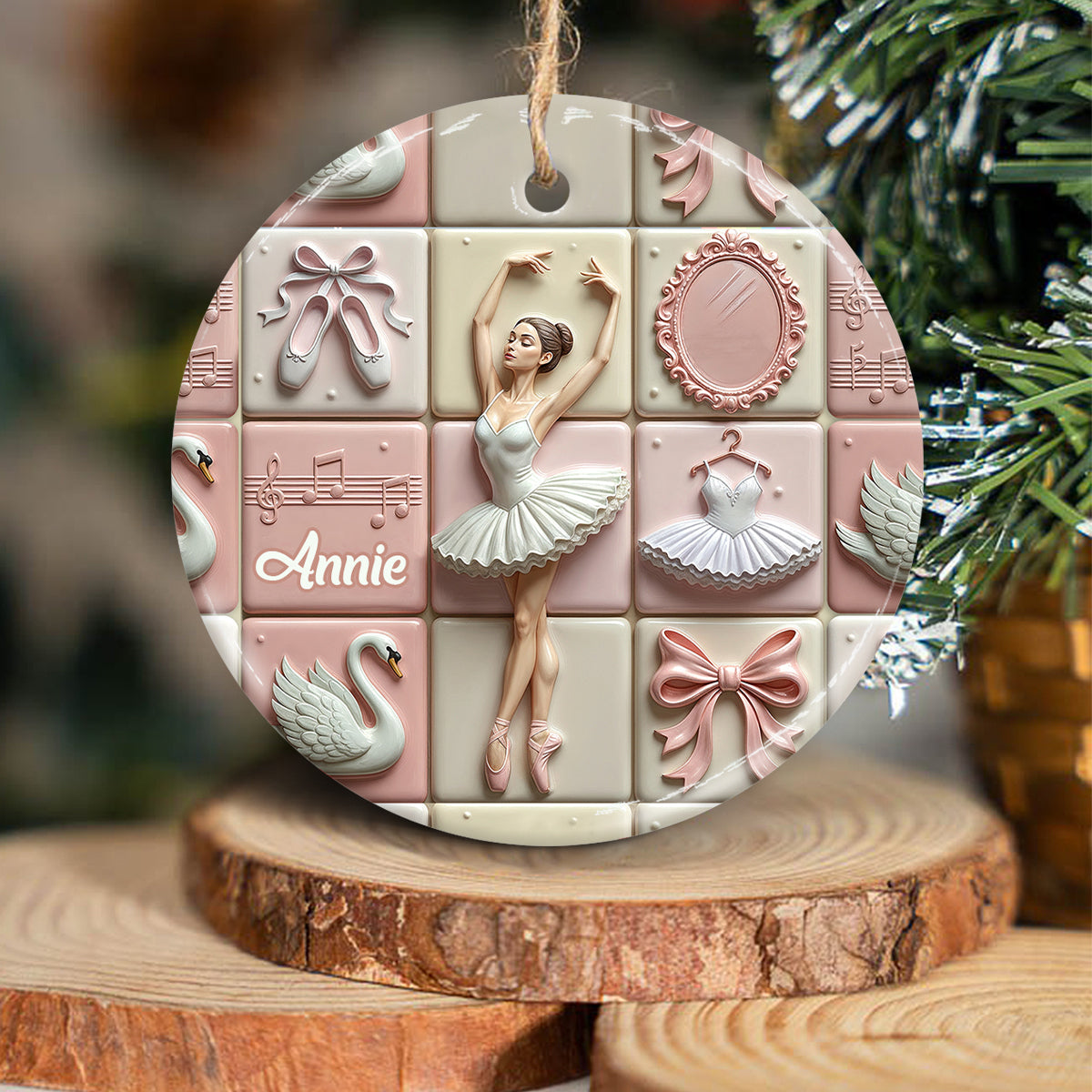 Love Ballet - Personalized Ballet Ceramic Circle Ornament