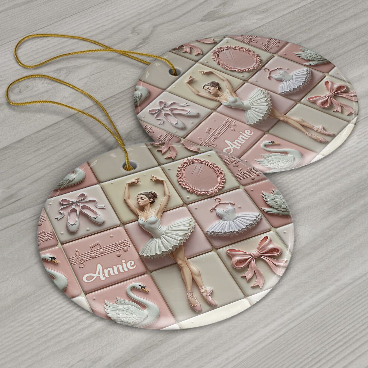 Love Ballet - Personalized Ballet Ceramic Circle Ornament