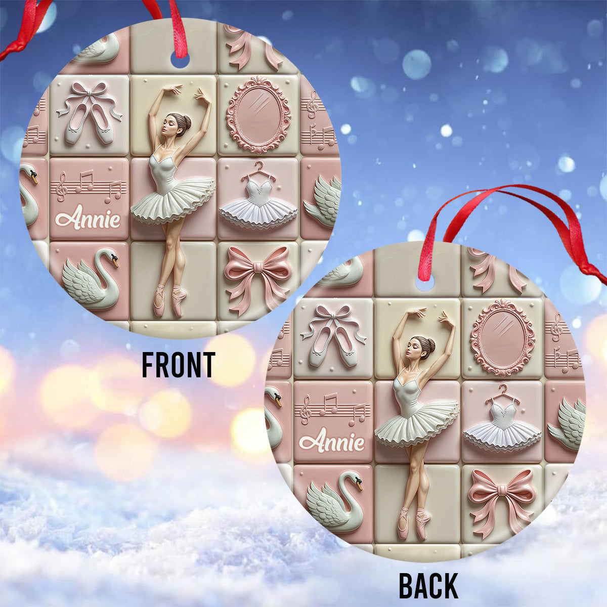 Love Ballet - Personalized Ballet Ceramic Circle Ornament