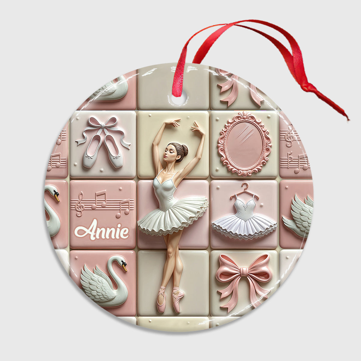 Love Ballet - Personalized Ballet Ceramic Circle Ornament