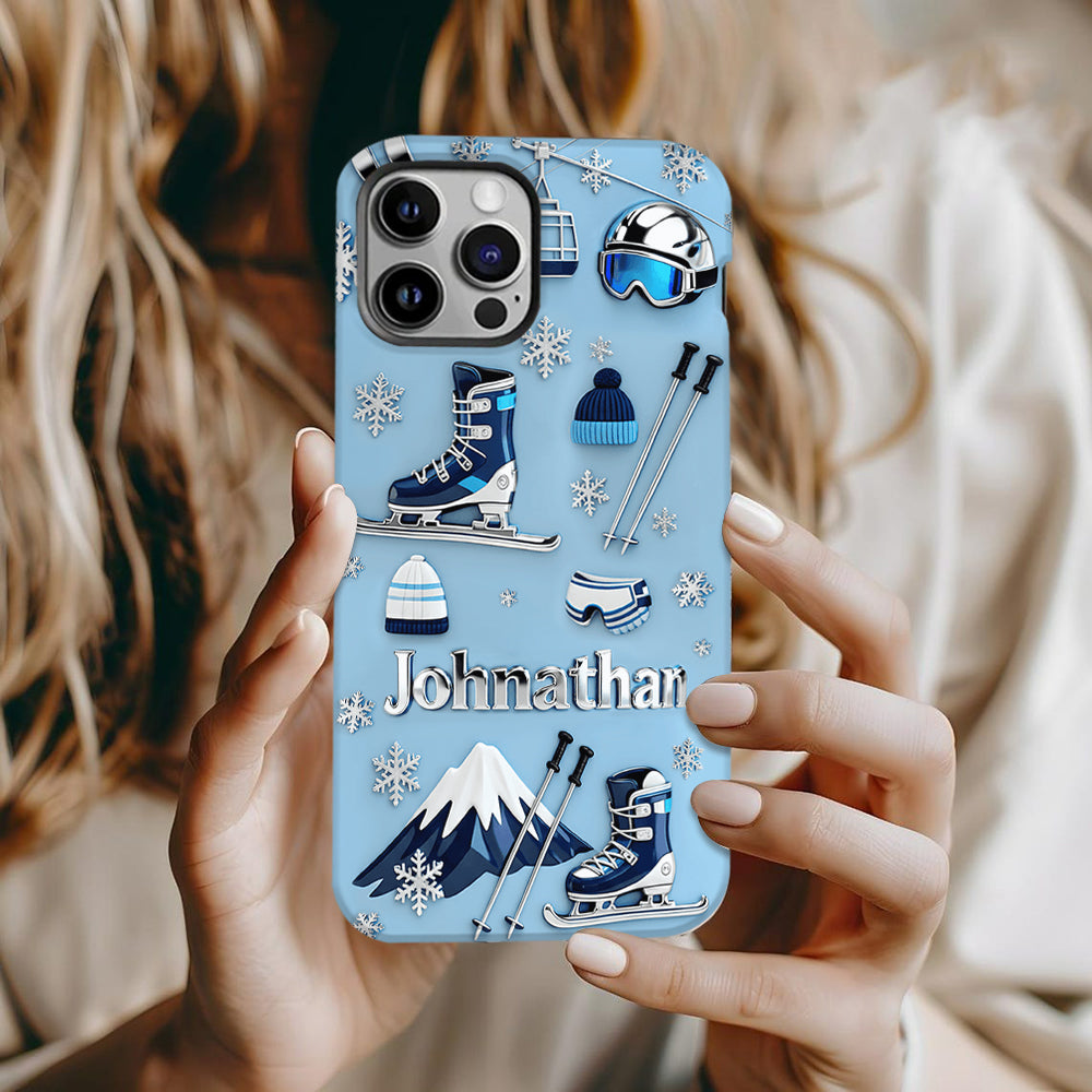 Skiing Makes Me Happy - Personalized Skiing Full Print Phone Case