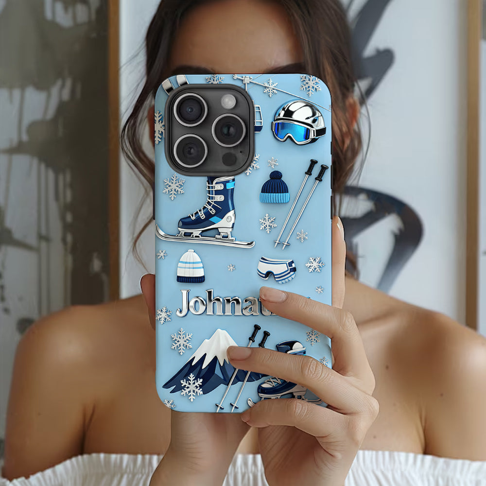 Skiing Makes Me Happy - Personalized Skiing Full Print Phone Case