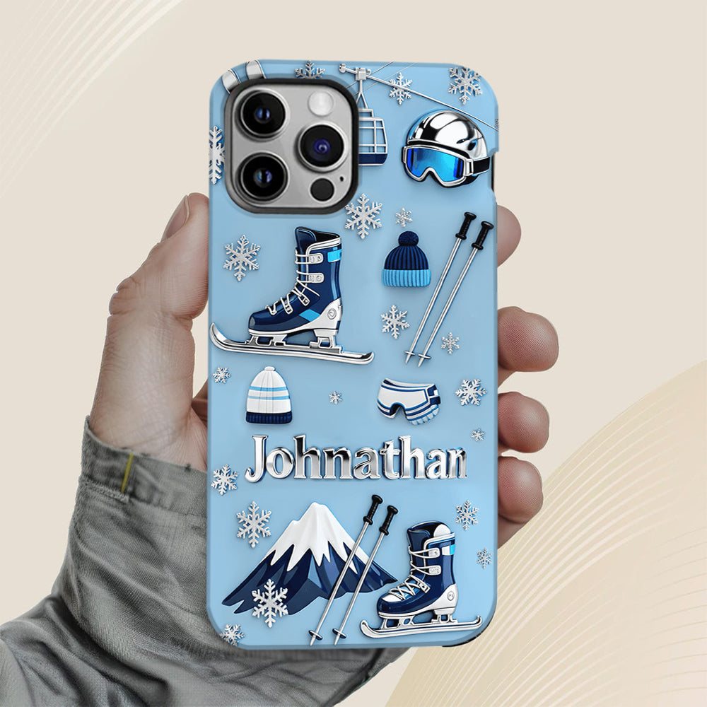 Skiing Makes Me Happy - Personalized Skiing Full Print Phone Case