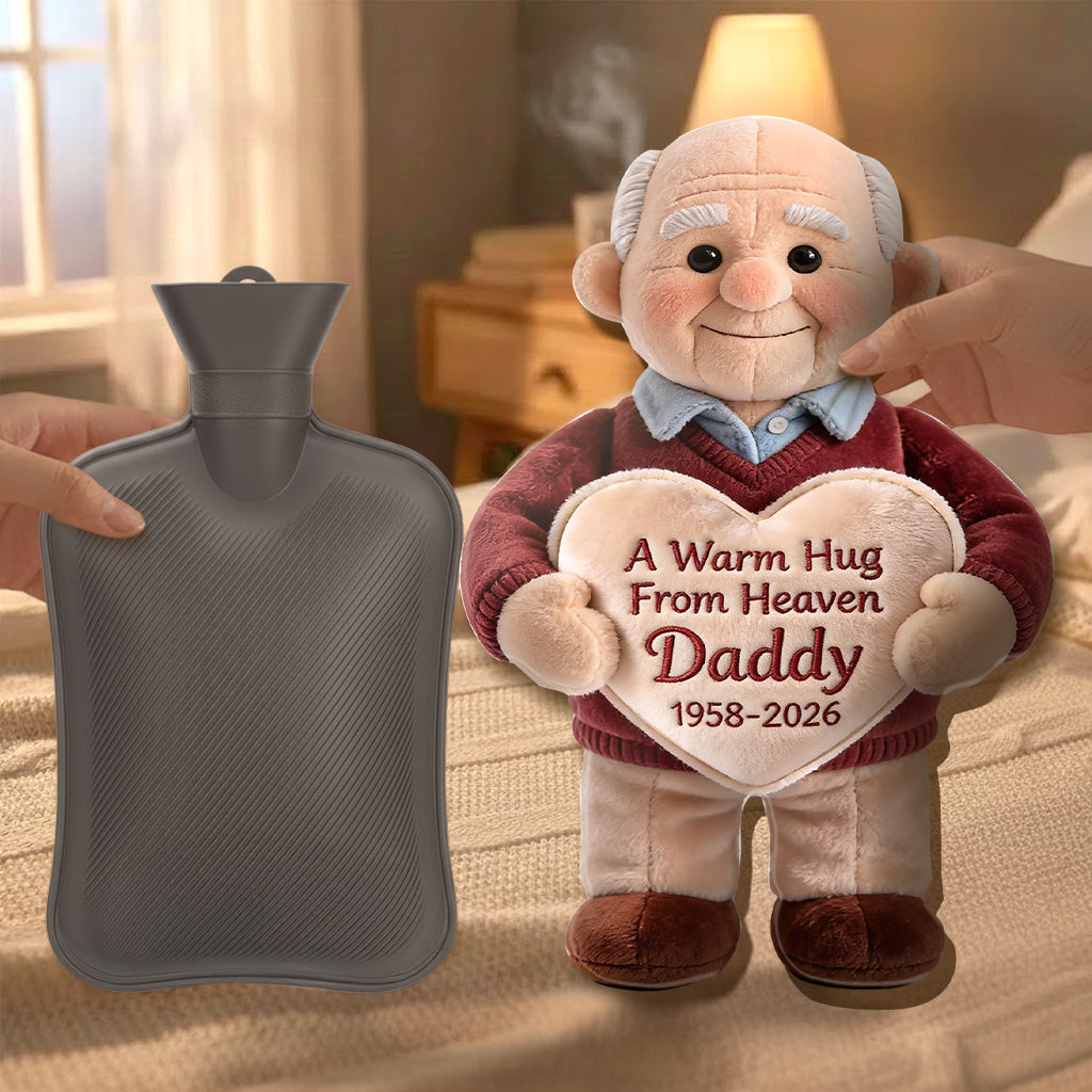 A Warm Hug From Heaven - Personalized Memorial Hot Water Bottle With Cover
