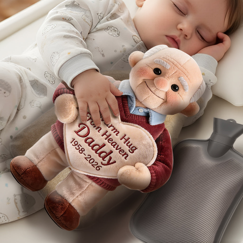 A Warm Hug From Heaven - Personalized Memorial Hot Water Bottle With Cover