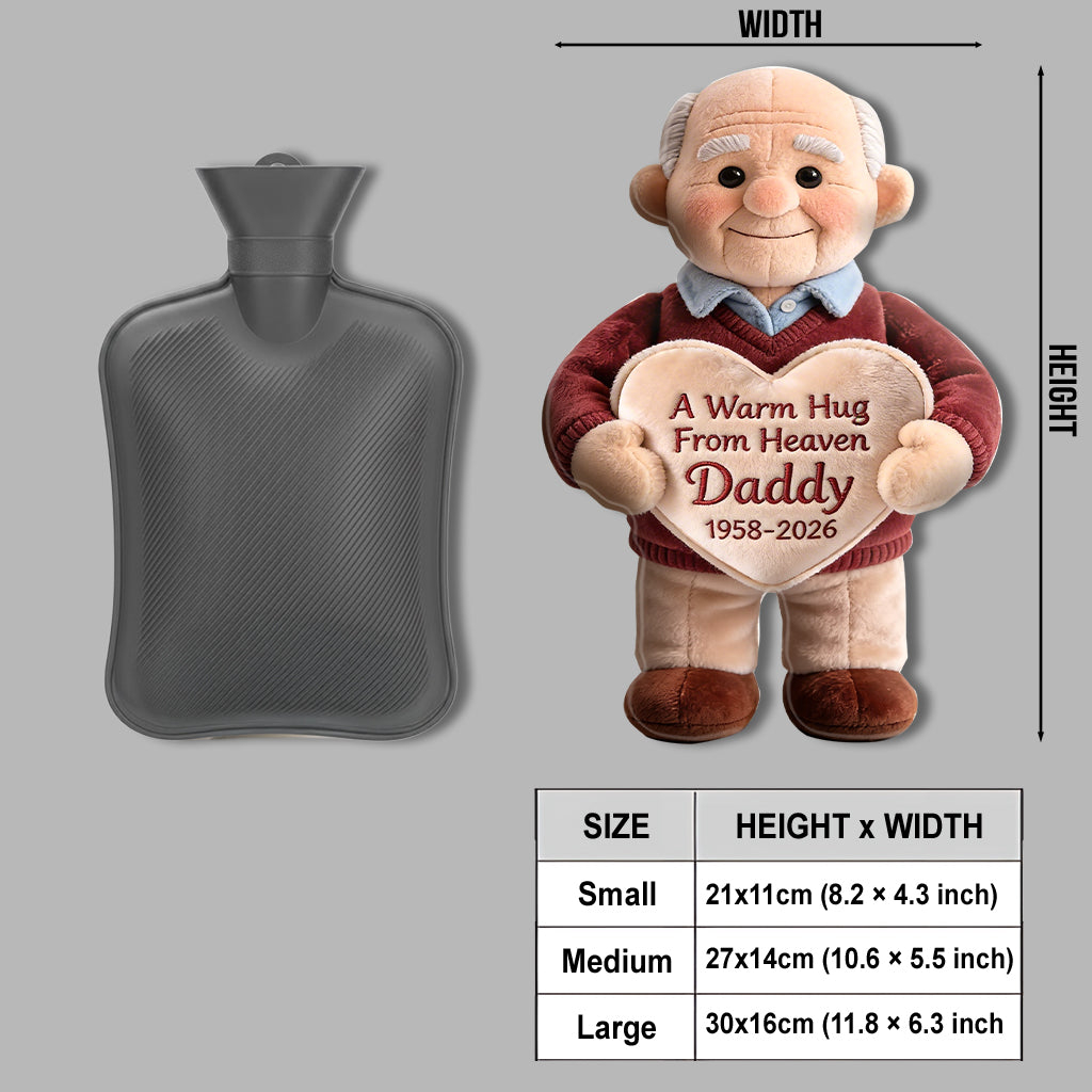 A Warm Hug From Heaven - Personalized Memorial Hot Water Bottle With Cover