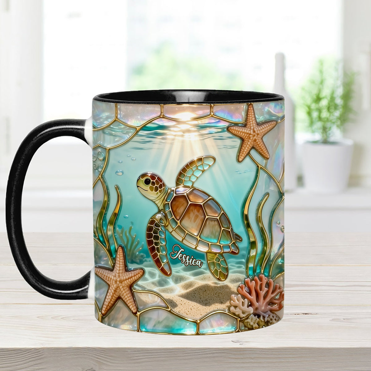 Love Turtle - Personalized Turtle Set Accent Mug with Acrylic Stirrers