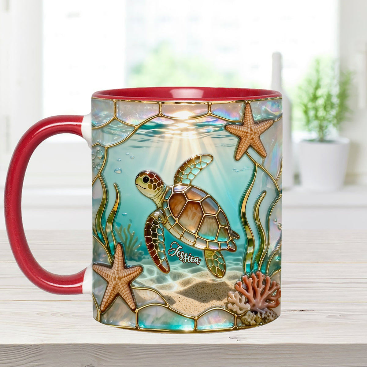 Love Turtle - Personalized Turtle Set Accent Mug with Acrylic Stirrers