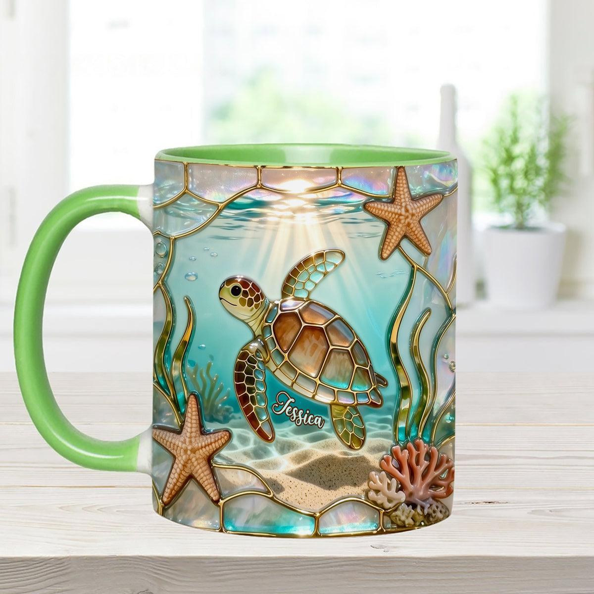 Love Turtle - Personalized Turtle Set Accent Mug with Acrylic Stirrers