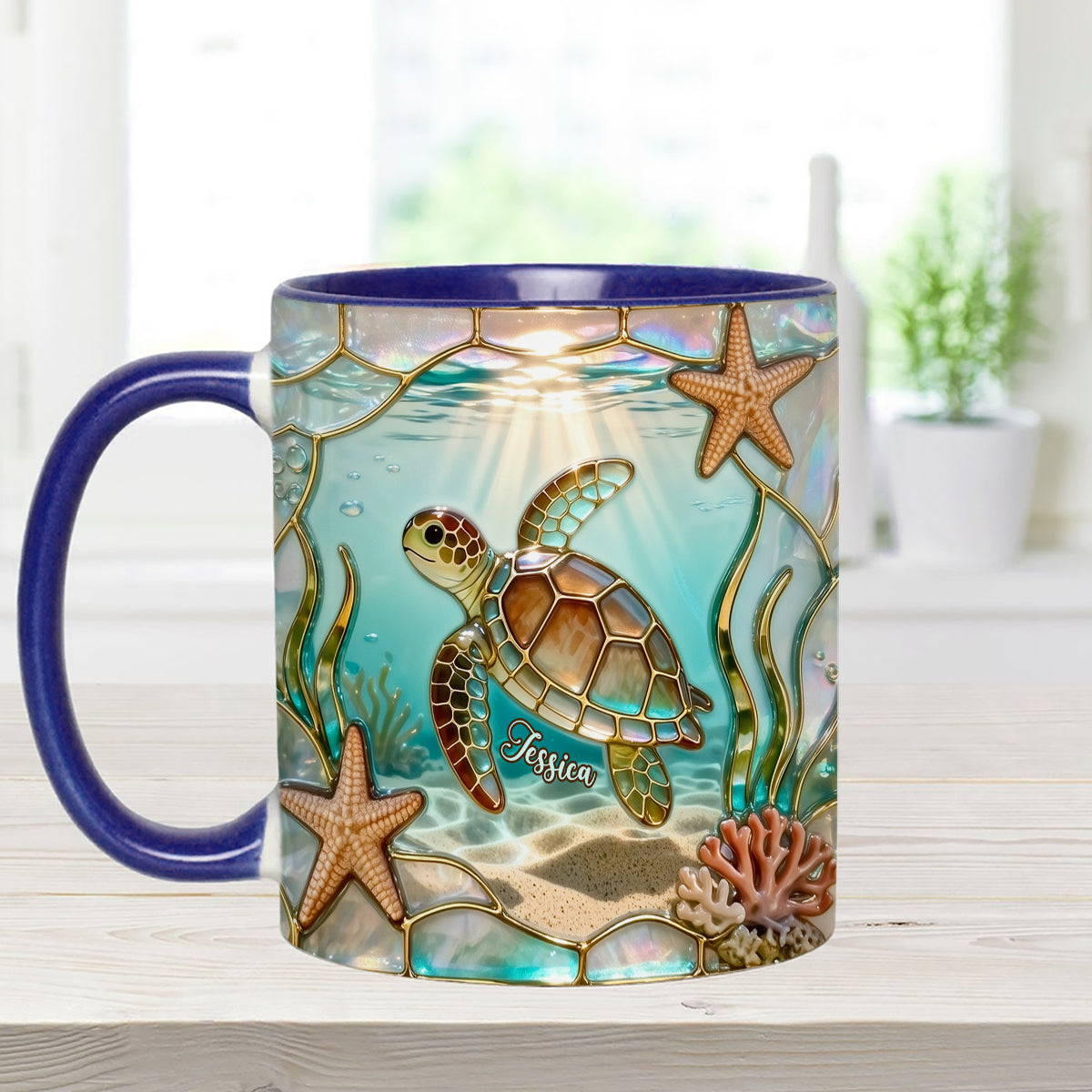 Love Turtle - Personalized Turtle Set Accent Mug with Acrylic Stirrers