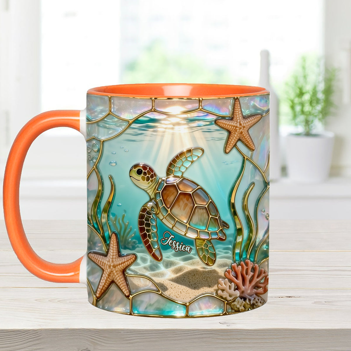 Love Turtle - Personalized Turtle Set Accent Mug with Acrylic Stirrers