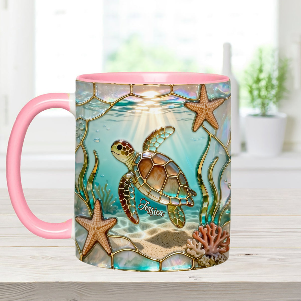 Love Turtle - Personalized Turtle Set Accent Mug with Acrylic Stirrers