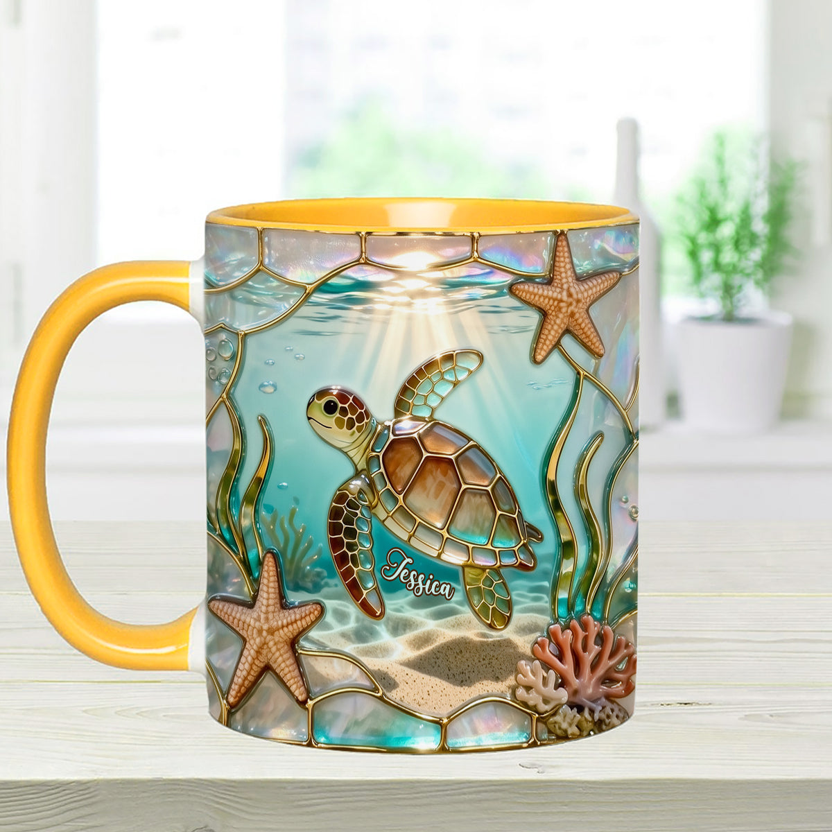 Love Turtle - Personalized Turtle Set Accent Mug with Acrylic Stirrers