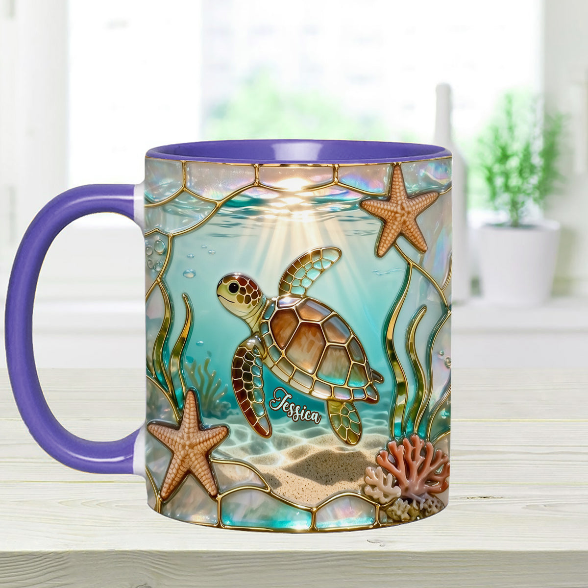 Love Turtle - Personalized Turtle Set Accent Mug with Acrylic Stirrers