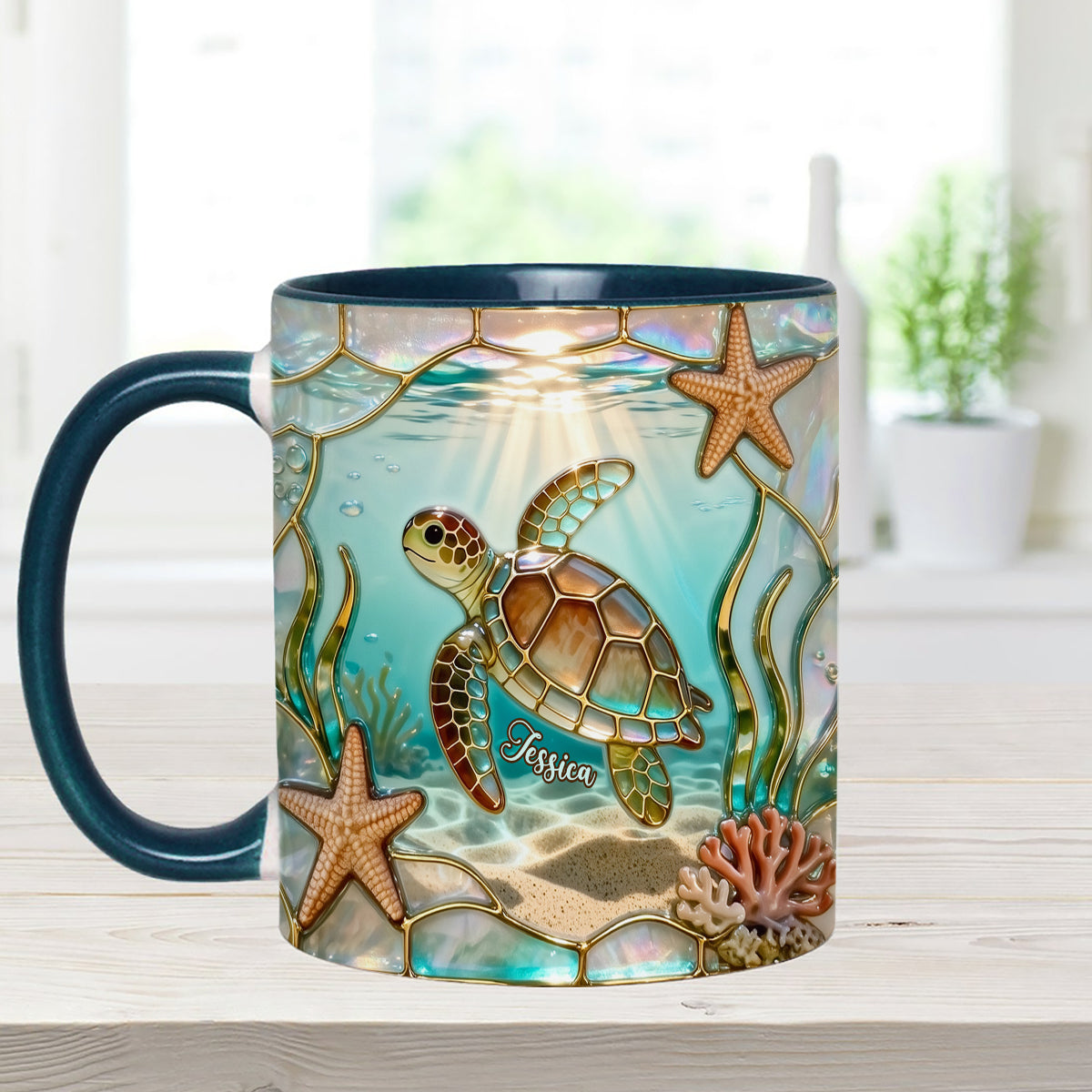 Love Turtle - Personalized Turtle Set Accent Mug with Acrylic Stirrers